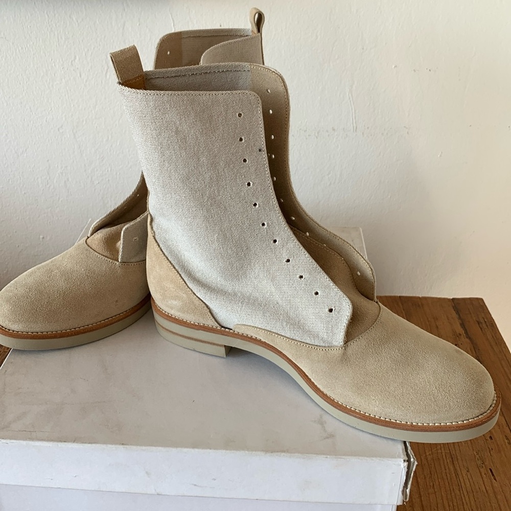 MM6 Maison Martin Margiela Suede Canvas Lace up Boots - NO LACES - size 39.5